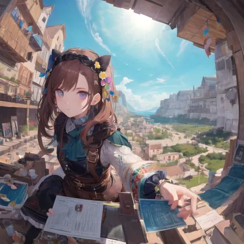 masterpiece, high quality,  absurdres, ultra detailed, illustration,8k, unity, 1girl, (25yo:1.4),  rpg, pov, looking at viewer, simple background, fisheye,