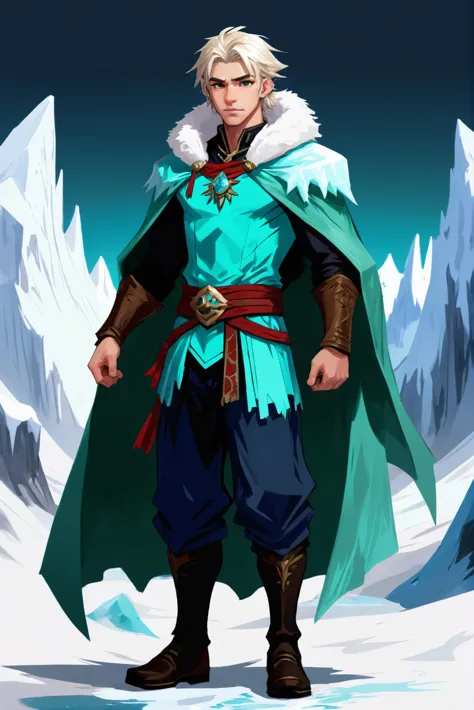 a cartoon image of a man in a blue outfit and a cape