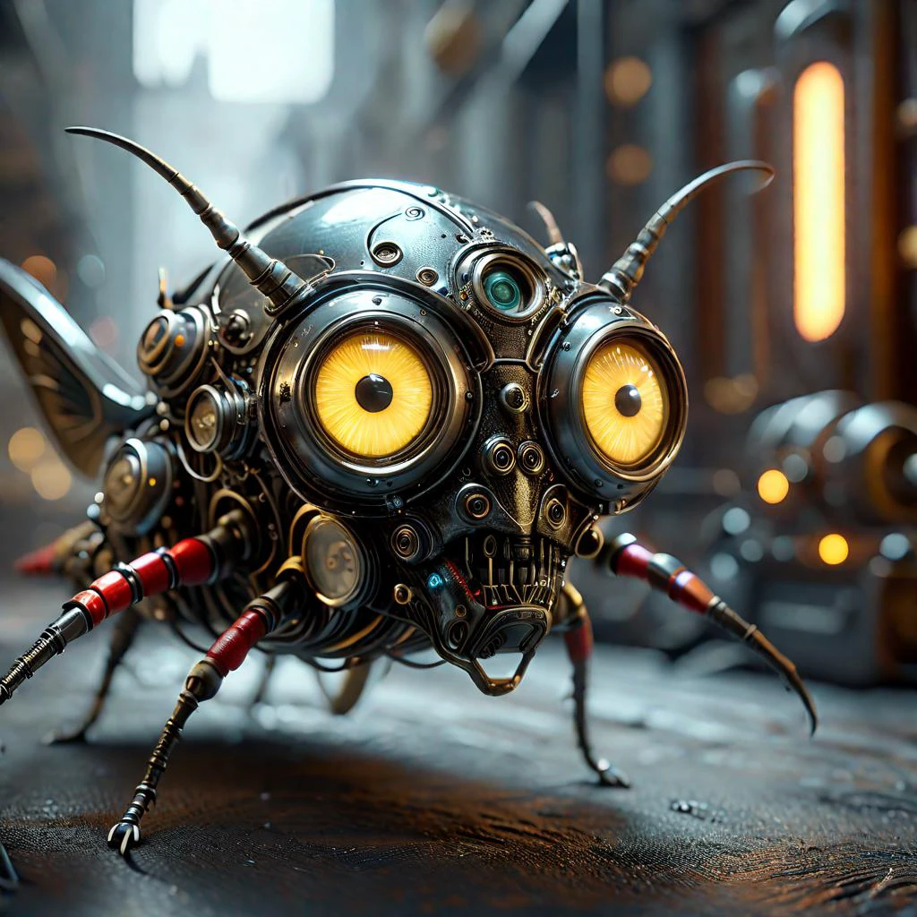 cinematic Film still alien with cyborg body and big bug eyes highly detailed pointing to the atomic clock with a smile,fotografía premiada, Resolución ultra realista, detalles hiperrealistas, verdadero, renderizado de octanaje, 8k hd, imágenes tomadas con una cámara Nikon D850 de 100 mm con lente gran angular, image in the style oF Dorothea Lange photography,, antiguo, kodacromo, lomografía, manchado, fondo muy detallado muy detallado, 16k UHD, Hasselblad 100C, 50.0mm, F/2.8, 1/250s, ISO 500 DonMW15pXL, the head oF a DonMW15pXL, the head oF a,