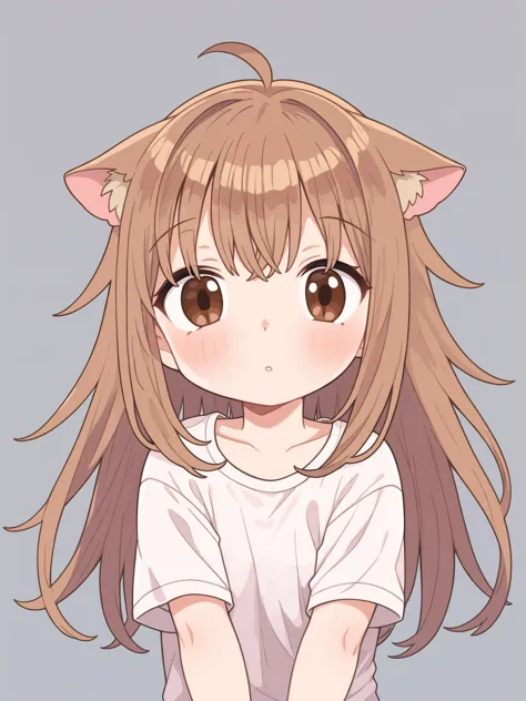 a cartoon girl with long hair and a cat ears