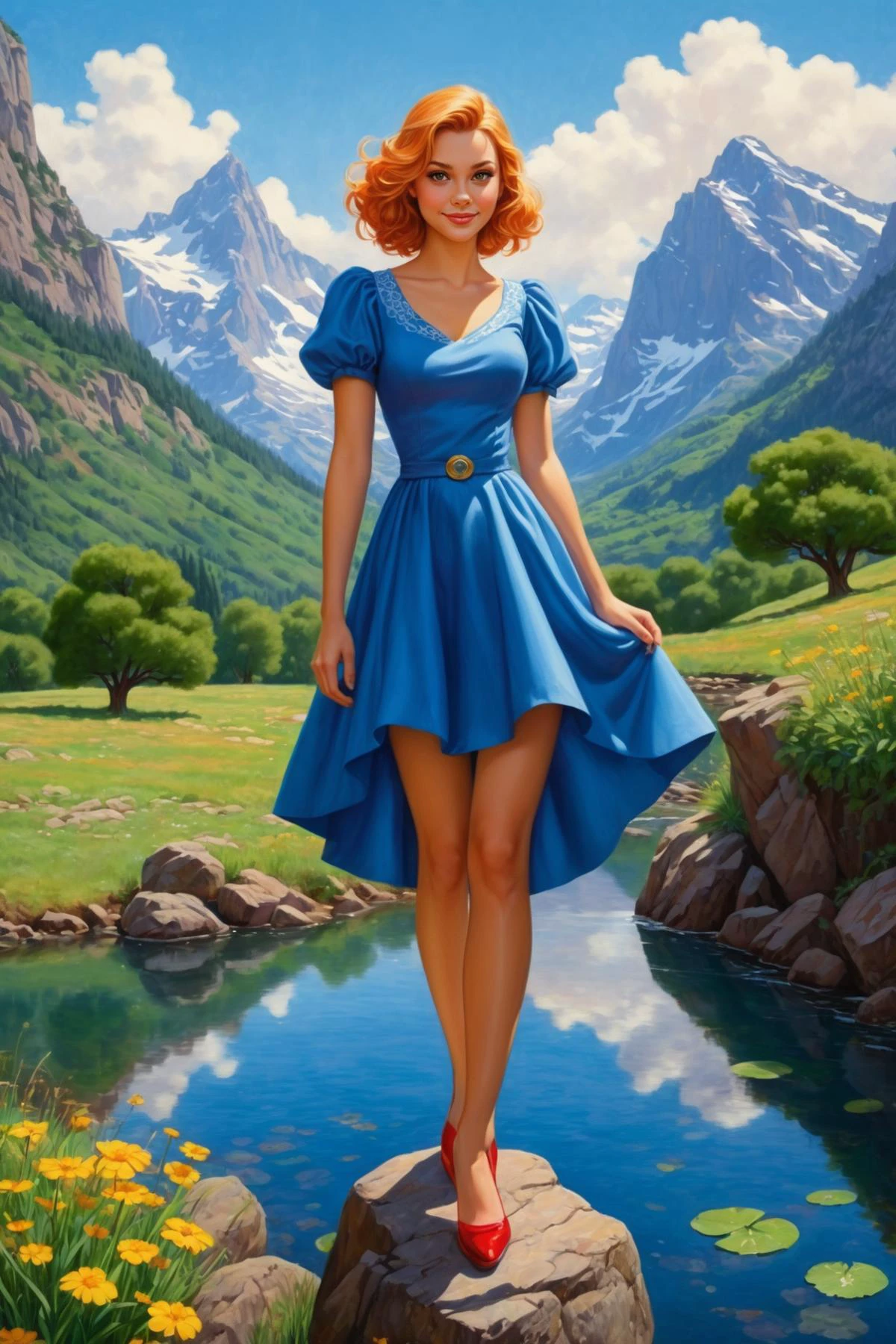 by Natalia Rak and Alex Alemany in the style of Ted Nasmith, ,full body length photorealistic , comic book illustration 