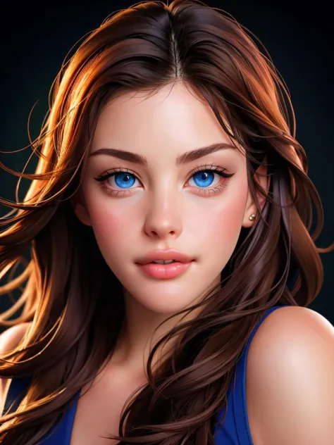 Realistic photo of a beautiful l1vt woman, 1girl,solo,long hair,looking at viewer,blue eyes,brown hair,parted lips,teeth,mole,lips,portrait,close-up,realistic,soft lighting, professional Photography, Photorealistic, detailed, RAW, analog, sharp focus, 8k, HD, high quality, masterpiece