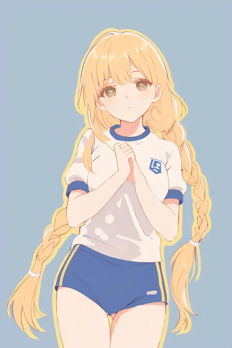 a cartoon girl with long blonde hair and a white shirt