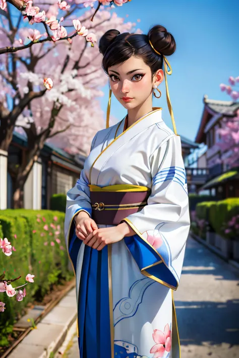 a woman in a kimono is posing for a picture