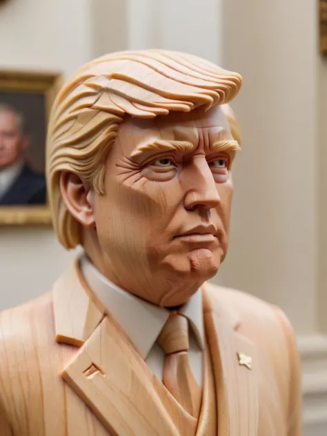 woodfigurez, made out of wood, donald trump made out of wood, bust, standing in the capitol building <lora:woodfigurez-sdxl:0.7>