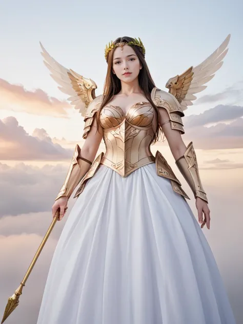 score 9,score 8 up,score 7 up,score 6 up,
valkyrie in gorgeous armor is holding a spear in hand,(solo:1.1),standing,golden laurel wreath crown,goddess,pale skin,beautiful face,armored dress,wings,looking at viewer,cloudy sky,holy light,light from clouds,fantasy theme,
(masterpiece, top quality, best quality, extreme detailed, highest detailed, official art, beautiful and aesthetic:1.2),(extremely detailed CG unity 8k wallpaper),
<lora:add-detail-xl:0.5>,