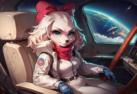 score_9, score_8_up, score_7_up, score_6_up,score_5_up,score_4_up, source furry, 1girl, fay, furry, cute, sexy,  white tail, spacesuit, cockpit,  focused, piloting, serious, sitting down on pilot seat, busy,  fighter ship, in space port,  crowded,  <lora:Fay_Sinclair:1>, ZPDXL, <lora:more_details:1> <lora:Concept Art Ultimatum Style LoRA_Pony XL v6:1> smooth anime,