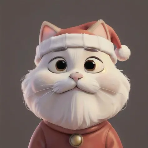 a close up of a cat wearing a santa hat and a red jacket