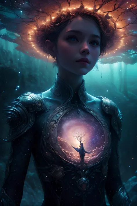 a surreal Bioluminescent, very very very cute Silene in a happy world by Daniel Merriam, Trending on Artstation, oil on Canvas by Elena Zhurikhina and Goro Fujita and Charlie Bowater, octane render, 4k, 8k, HD,abstract dream, space, intricate, grand scale, alone, cinematic film still, insane detail, sharp focus, depth of field, realistic lighting, (realistic perspective), complex, (multiple subjects), 4k HDR,<lora:add_detail:0.5> <lora:more_details:0.25> <lora:20230530123038:0.25>