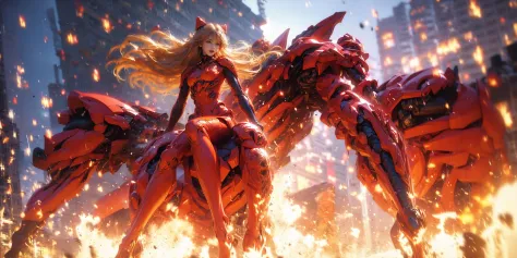 Epic CG masterpiece,Asuka Langley Soryu,hdr,dtm,full ha,Sitting on mecha device,8K,ultra detailed graphic tension,dynamic poses,...