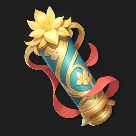 (Scroll),Flower, pattern, streamer, beautiful creation,Ancient Roman style, fantasy,gameicon,masterpiece,best quality,ultra-detailed,masterpieces, HD
Transparent background, 3, Blender cycle, Volume light,
No human, objectification, fantasy  <lora:scroll:0...