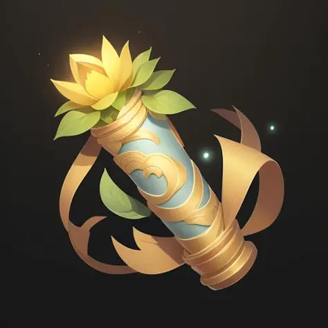 (Scroll),Flower, pattern, streamer, beautiful creation,gameicon,masterpiece,best quality,ultra-detailed,masterpieces, HD
Transparent background, 3, Blender cycle, Volume light,
No human, objectification, fantasy  <lora:scroll:0.3>