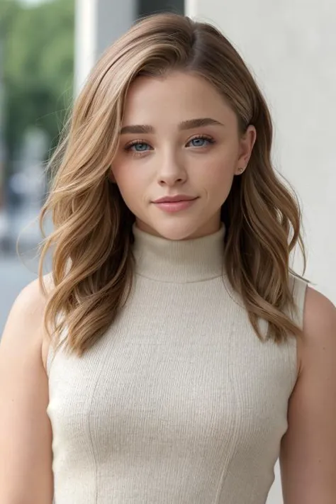 a woman with long hair and a turtle neck top posing for a picture