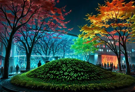 par Michal Karcz, par Arthur Sarnoff, par Marc Simonetti, chef-d&#39;œuvre photo cinématographique, 
futuristic cyberspace mégapole with a forests of rainbow(myriades de couleurs) arbres d'automne au néon, haut sommet de montagne sur une nouvelle terre, terre noire,  falaises immenses, distance énorme, Différence de taille, Point de vue(observer l'autre côté), long voyage, désir, solitude,  deux lunes dans le ciel, 
ultra détaillé, hyperdétaillé, rendu Unreal Engine 5, 32k,  score_9, score_8_en haut, score_7_en haut, expressif, ultra détaillé, ((Hyperdetailed perfect photography of an futuristic cyberspace mégapole with a forests of rainbow(myriades de couleurs) érables japonais au néon sur une nouvelle terre)), Eddie Mendoza, sergey grechanyuk, marat zarikov, CGI avec, Reflets de haute qualité, éclairage volumétrique tracé par rayons, Distance de rendu des particules élevée, Filtrage anisotrope, textures haute définition en résolution 16k, détails minutieux, shaders maximalistes ombrés en cellulo avec des particules de profondeur, Velvia,le réalisme,impression graphique,breakcore,lumière du soleil,lumière réfléchie,Sécession berlinoise,délicat,Cheveux hellénistiques coiffés comme une coupe française,emmêlé,effet anaglyphe, HD32k, minuit, néons, (((mégapole))), ((Monde Kenshi)), monstre,(((rônin)))