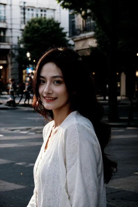 extreme closeup portrait of a pretty woman walking through the city, from side, smile, 
(((masterpiece))), (((best quality))), HDR, ((intricate detail)),
 <lora:backlight_slider_v10:-1>,  <lora:contrast_slider_v10:3>,  <lora:weight_slider_v2:0.4>,  <lora:epiC35mm:1> epiC35mm,  <lora:epiCRealismHelper:1>  <lora:chinaDollLikeness_v10:1>