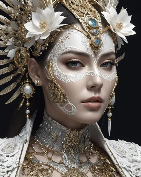 Complex 3 d render of a beautiful fascinating biomechanical female cyborg with a porcelain face, analog, beautiful natural light...