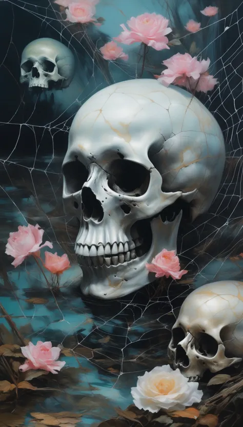 spiderwebs, skulls, wallpaper, there is ugliness in beauty, but there is also beauty in ugliness. desolate, abstract, surrealist...