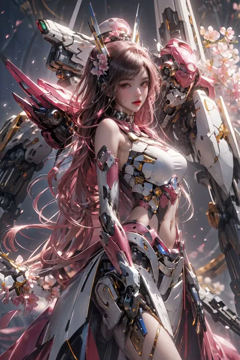 <lora:Mecha_2:0.8>,mecha,1girl,cherry blossoms,upper body,looking at viewer,Pink Mecha,Honey Mecha,bare shoulders,navel,<lora:ta...