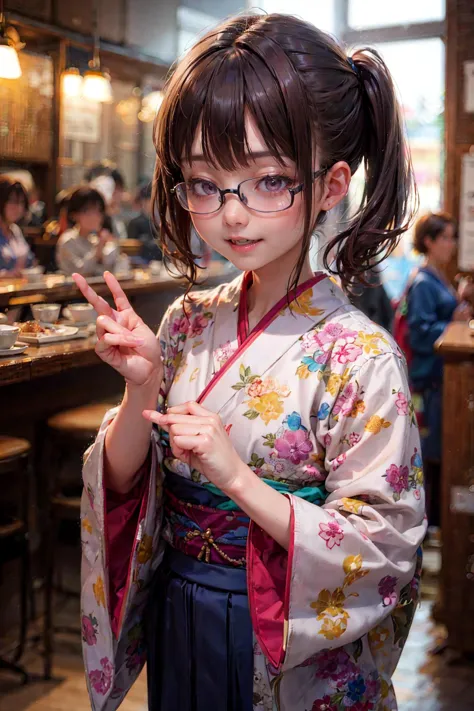 there is a woman in a kimono dress posing for a picture