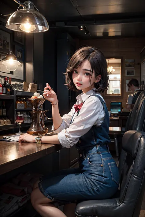 8k,RAW photo,(best quality, masterpiece:1.2),ultra high res, (photorealistic:1.4),ultra detail,dramatic lighting,cowboy shot,from side,look at viewer,
1 girl, beautiful face and eyes,beautiful skin,pretty idol women,smile, short hair,blush,
business suit,a cocktail,sitting on bar chair,
(bar:1.4),(bar counter:1.3),indirect lighting, lounges, indoor,
<lora:epi_noiseoffset v2:0.2>, <lora:LowRA:0.7>