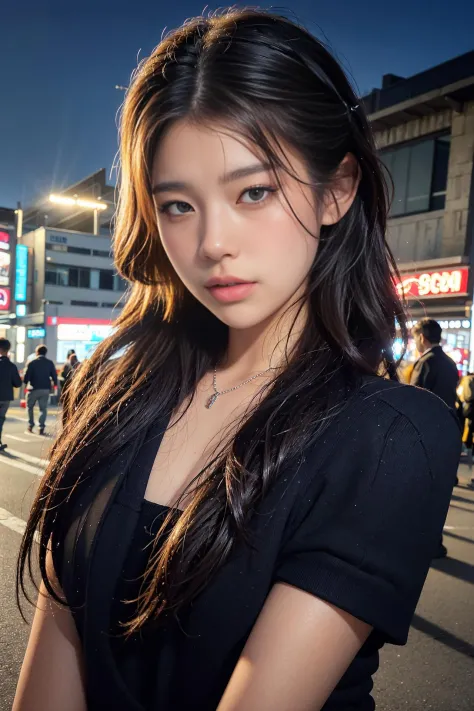 <lora:AI_hannahkae27:1>, office uniform, amazing lighting,  cinematic lighting, busy Korean Street,
((SFW)), (best quality, masterpiece:1.4), absurdres, ultra-detailed CG, 8k, high detailed, beautiful face, detailed face, 1girl, solo ,braid, toned, shiny s...