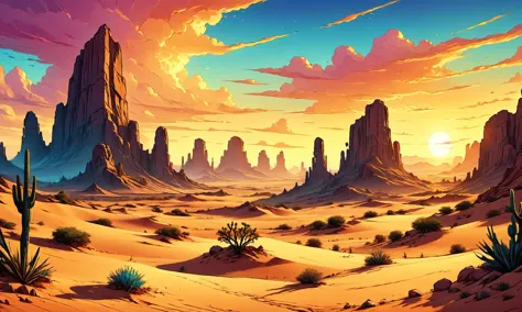 Beautiful detailed digital illustration of a Whispering winds in mystical desert <lora:EldritchComicsXL:0.7>, <lora:ColorART:0.7...