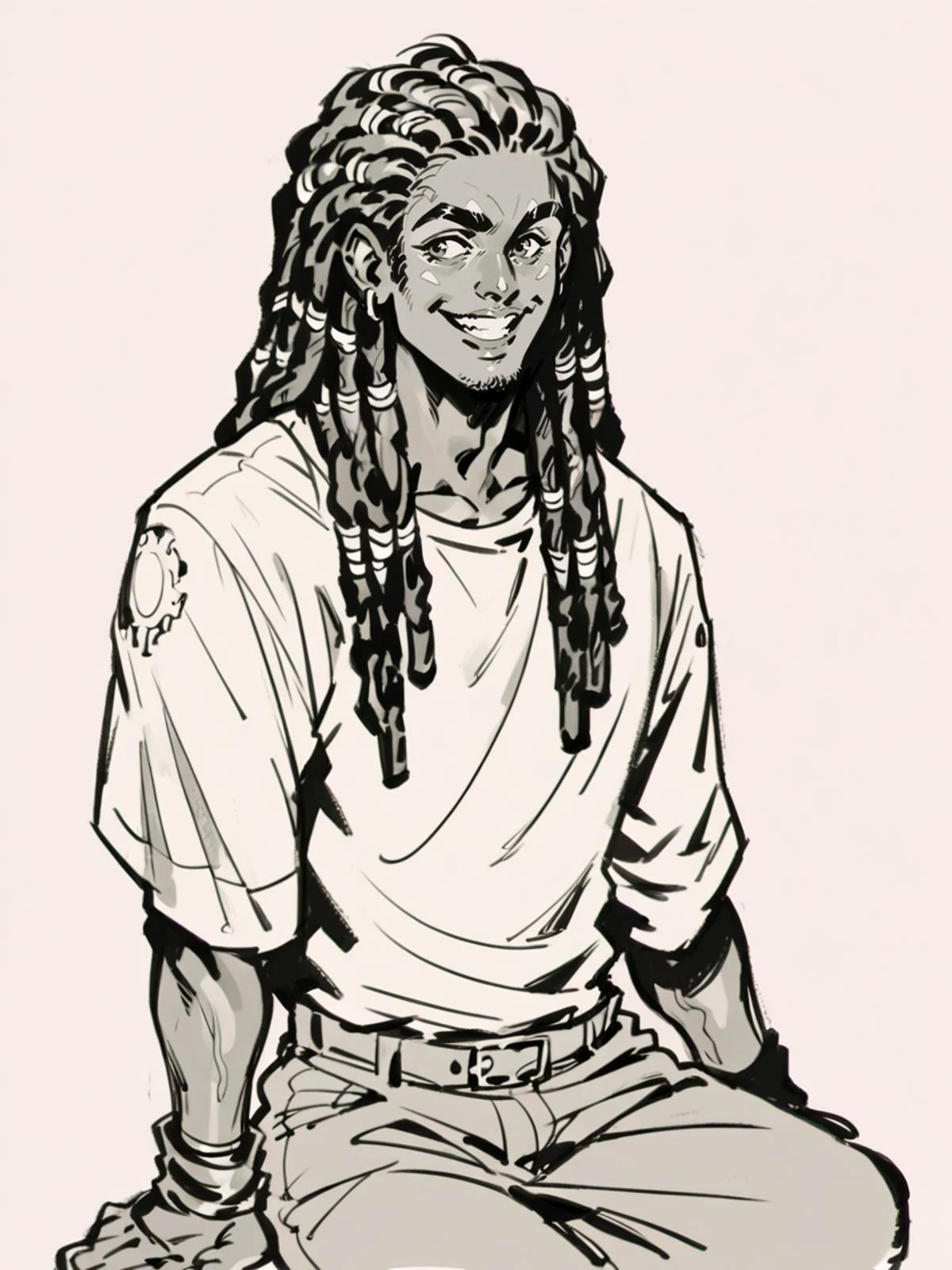 score_9, score_8_up, score_7_up, score_6_up, score_5_up, score_4_up, man, (long hair:1.2),  w3ssb3ch3r, sketch, dark skin, smile, dreadlocks,