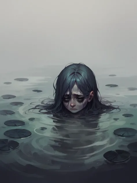 score_9, score_8_up, score_7_up, score_6_up, unw3ll <lora:UNW3LLXLP:1> dark, gloomy, water, sad