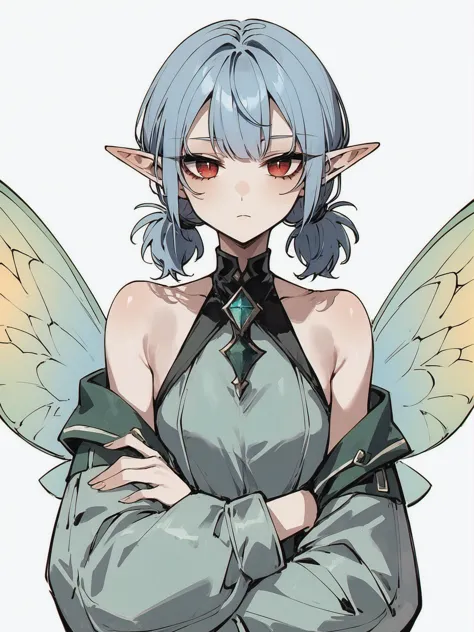 score_9,score_8_up,score_7_up,score_6_up,score_5_up,score_4_up BREAK 1girl,elf ears,pale skin,lightblue hair,short fluffy twinta...