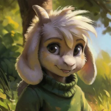 ((by Sabretoothed Ermine, by Kenket, by Supplesee, by Joaqun Sorolla)), ((detailed fluffy fur)), solo, (((kid, child:1.9))), (goat), (((white fur))), (black pants, green sweater, yellow stripes), ((Asriel)), white hair, cartoon, anthro, (soft shading), 4k, hi res, five fingers, paws, detailed hands, ((detailed face)), (((face portrait))), walking, (detailed background, depth of field, half body shadow, sunlight, ambient light on the body), (masterpiece, best quality, ultra realistic, 4k, 2k, (intricate:0.9), (high detail:1.4), film photography, (soft focus:1.2), RAW photo, photorealistic, analog style, subsurface scattering, photorealism, absurd res)