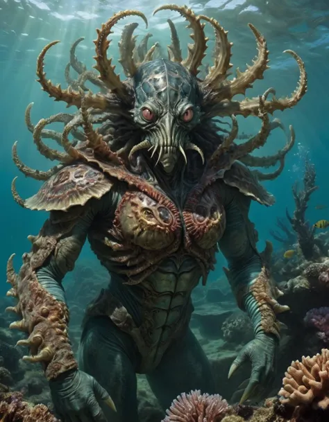 a close up of a creature with tentacles on its head