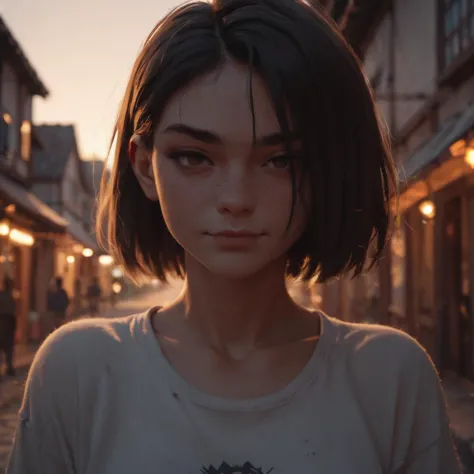 (source_anime, (score_9, score_8_up, score_7_up, score_6_up)), sweet 18yo european girl, (dimly lit:0.5),seductive smirk,harsh camera flash, grainy, highly detailed, (freckles:0.3), (skin texture), (background town), bokeh, (snub nose)