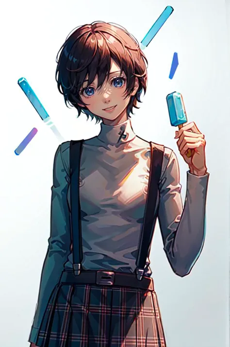 anime girl with a toothbrush and a toothpaste in her hand