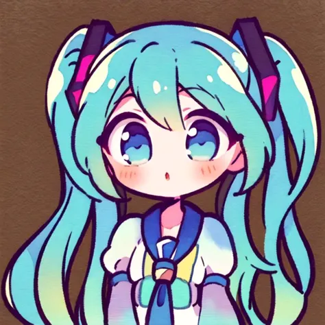 masterpiece,best quality,sketch,1girl,hatsune miku,blue eyes,blue hair,solo,looking at viewer,upper body,depth of field,(watercolor illustration, soft pastel colors:1.1),Technomancer,(Colloids,Fresco (for wall paintings) Vibration,Triangular Prism,Hypnotic,Bewitching,Mesmerizing,Octagon ,Circulation,Zigzag lines,Straight lines magic:1) Technology manipulation,Atompunk,2k resolution,<lora:some stickers:1>,<lora:hanako-kun_style:1>,<lora:hatsunemiku1:1>,surprise, HDR.UHD4K8K64K,best quality, masterpiece, highly detailed,studio lighting,ultra_fine painting,sharp focus,physically_basedendering,extrame detail description,professional,vivid colors,bokeh,