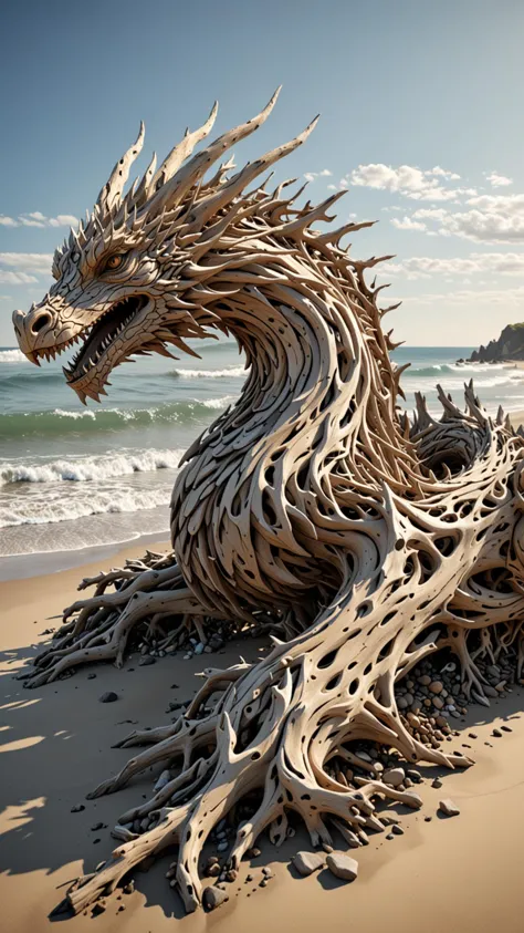 (drift wood washes up on the shore, all the tiny parts of drift wood form together to create a perfect shape of a Driftwood Drag...