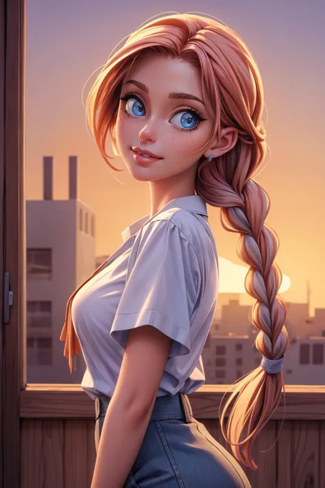 hair in braids, looking at viewer, (smile:0.1), bright detailed sparkling eyes, BREAK (masterpiece:1.3), best quality, high reso...