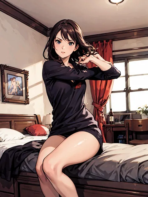 best quality,girl,dynamic shot,room,detailed background ,