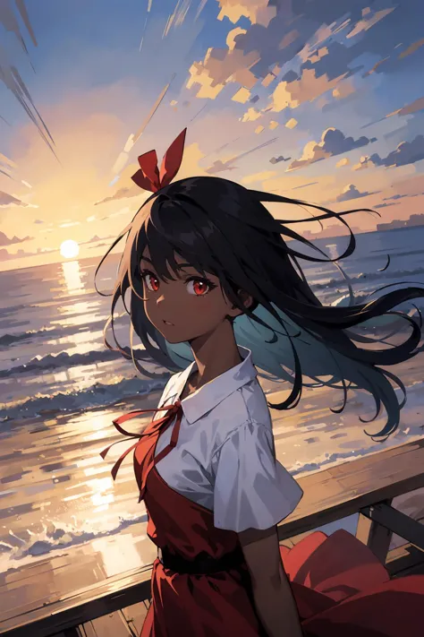 masterpiece,high quality,highres,1girl,solo,outdoors,<lora:wind-headwind-v1-wasabiya:1>,headwind,from above,dark skin,dark-skinn...