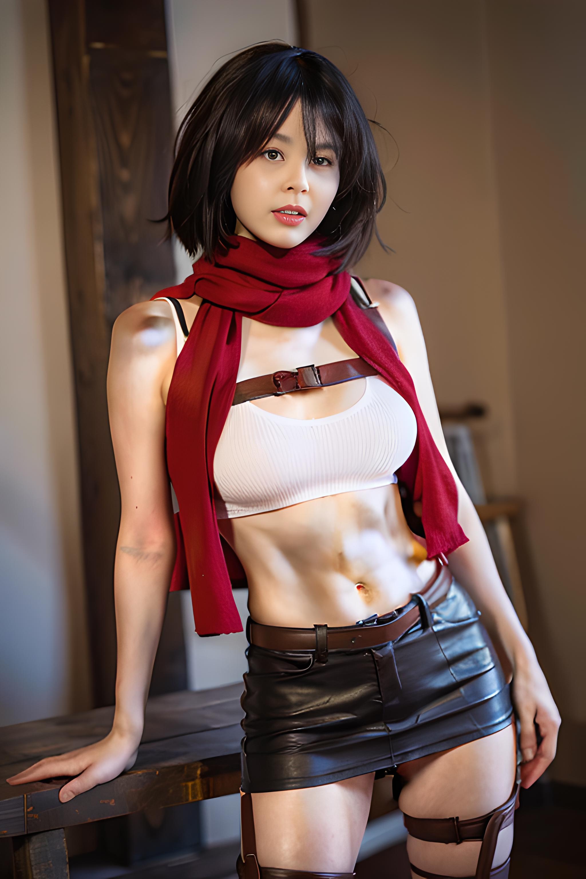 Mikasa, mikasa woman, 1girl, cosplay, anime cosplay, realistic - SeaArt AI