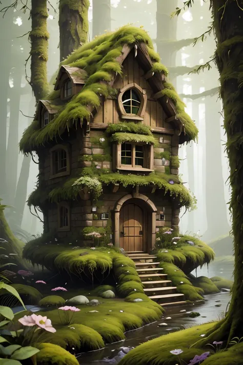 mossbeast house   <lora:mossbeast:0.8>,  best quality,masterpiece