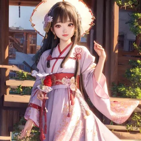 a girl,hanfu girl,close up,looking at viewer,anime,detailed face,beautiful face,nose,lips,slight smile,
full shot body photo of the most beautiful artwork in the world，
(very detailed background:1.0), (highly detailed background:1.0),
intricately detailed，...