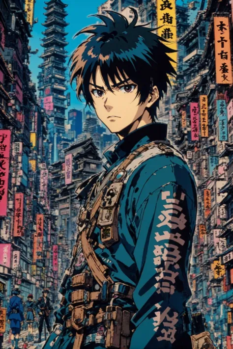 kyotopunk, medieval japan, anime style, <lora:EnvyKyotopunkXL01:0.8><lora:EnvySendNoodzXL01:0>1boy, man, ruggedly handsome, police headquarters in a pristine,techno-pessimist fantasy metropolis at the end of reality, masterpiece<lora:EnvyBetterHiresFixXL01:0:hr=1>