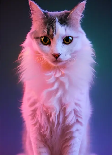 a cat mlloctst standing in a colorful void, synth, ehereal, dramatic, portrait, octane render, unreal engine 5, raytraced lighti...