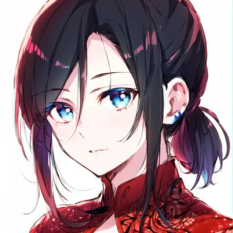 anime girl with blue eyes and long black hair