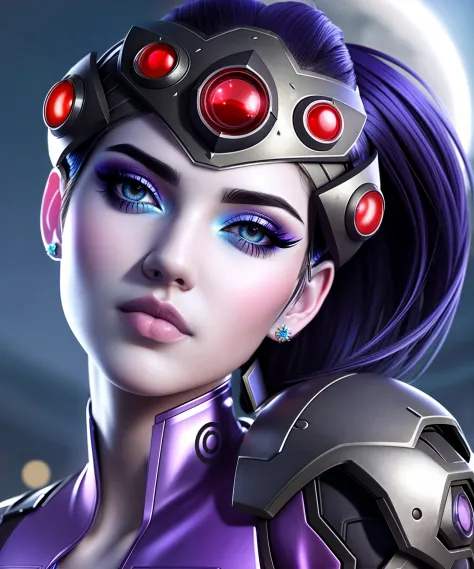 a cute girl, widowmaker, overwatch, (portrait, close up:1.2), in futuristic suit, sexy lips, long hair, looking at viewer, model...
