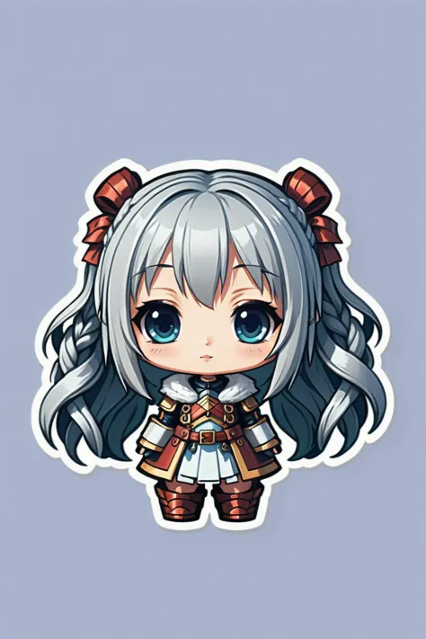 a sticker of a girl with long hair and blue eyes