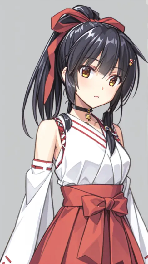 anime girl in a red and white dress with a red bow