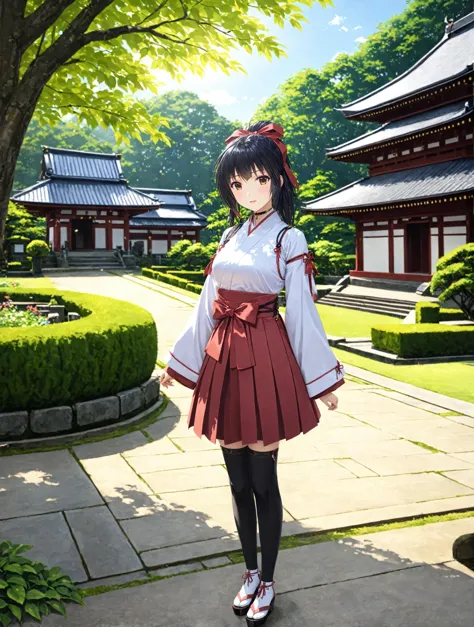 anime girl in a kimono dress standing in front of a building