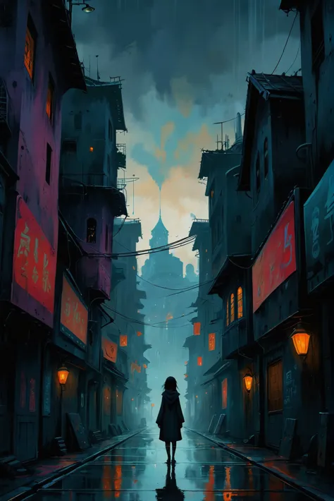 dark, moody anime digital painting, eyes open, indescribable,paradoxical fantasy city outside of the universe<lora:envystarlight...