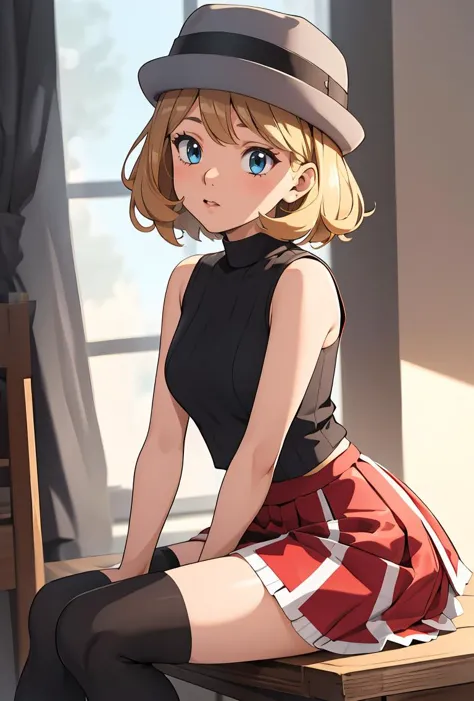 (masterpiece, best quality), 1girl,    <lora:PKMN_Serena_Gen8_v1:0.8> pkmnserena, 1girl, solo, blue eyes, blonde hair, short hai...